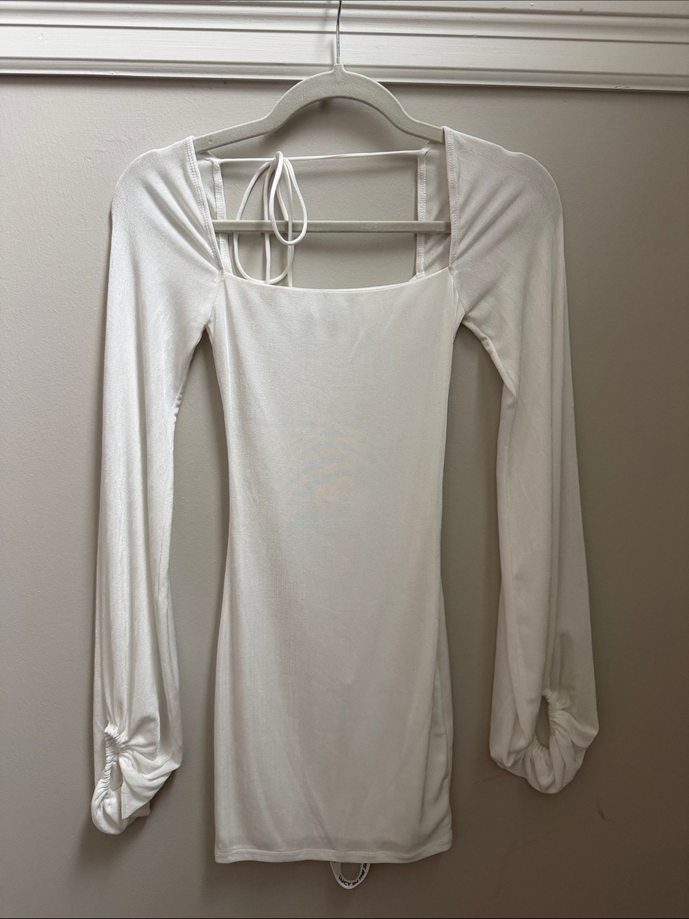 NWT Lucy in the Sky White Long Sleeve Square Neck Bodycon Dress Sz XXS
